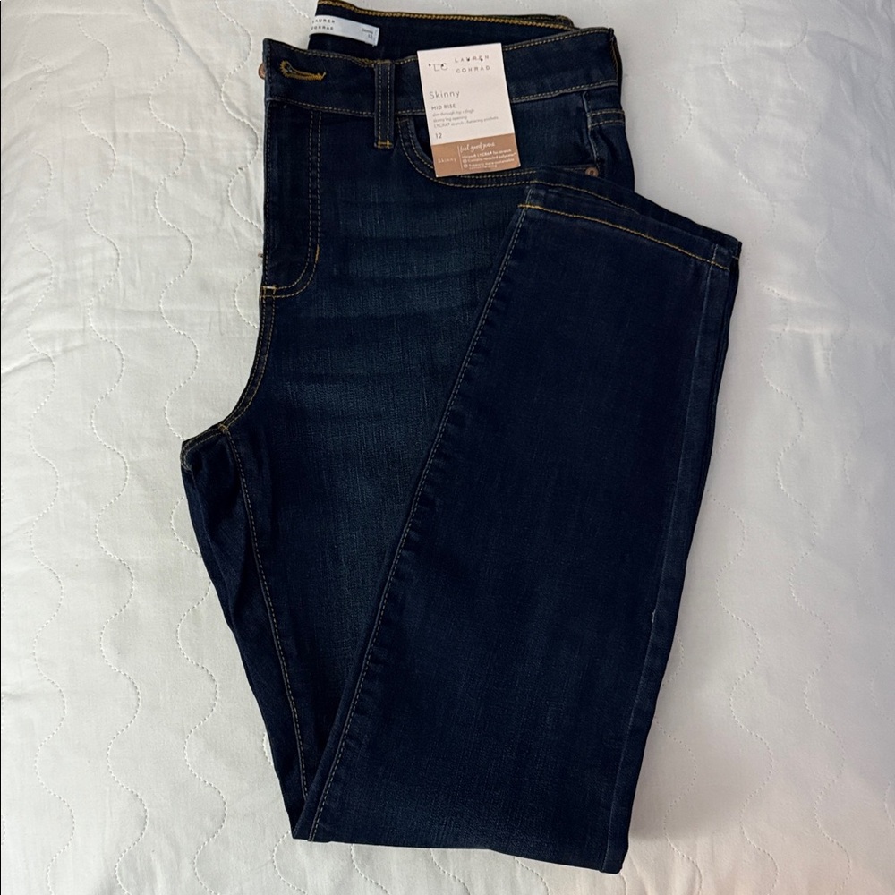 LC Lauren Conrad Women’s Deep Indigo Skinny Jeans, Sz 12